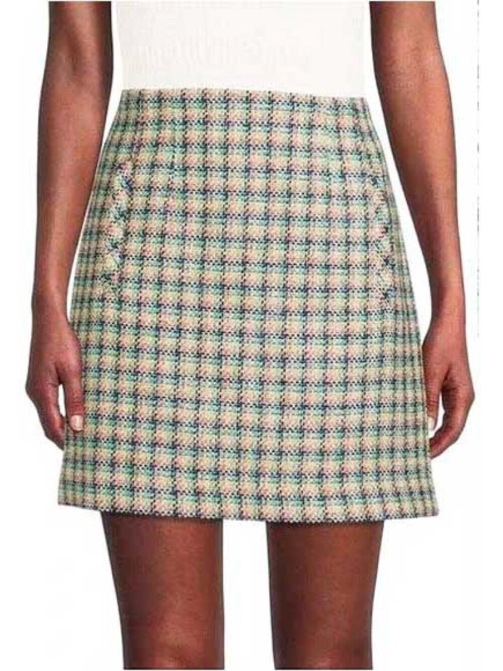 Veronica Beard Women's Checked Roman Tweed Sparkly Mini Skirt 6